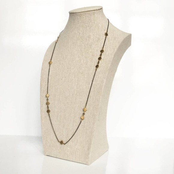 NWOT Two Tone Star Long Metal Dainty Necklace Boutique Backstock UnWorn MSRP $48 - Picture 1 of 5